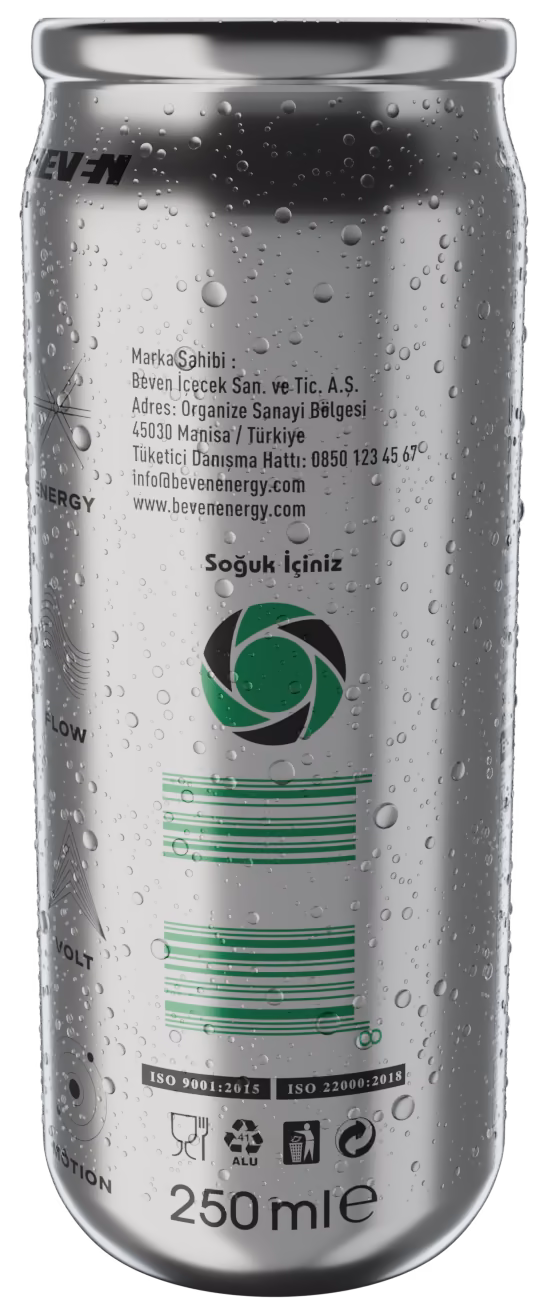The BEVEN can's serve-cold panel: Soğuk İçiniz above the green aperture mark